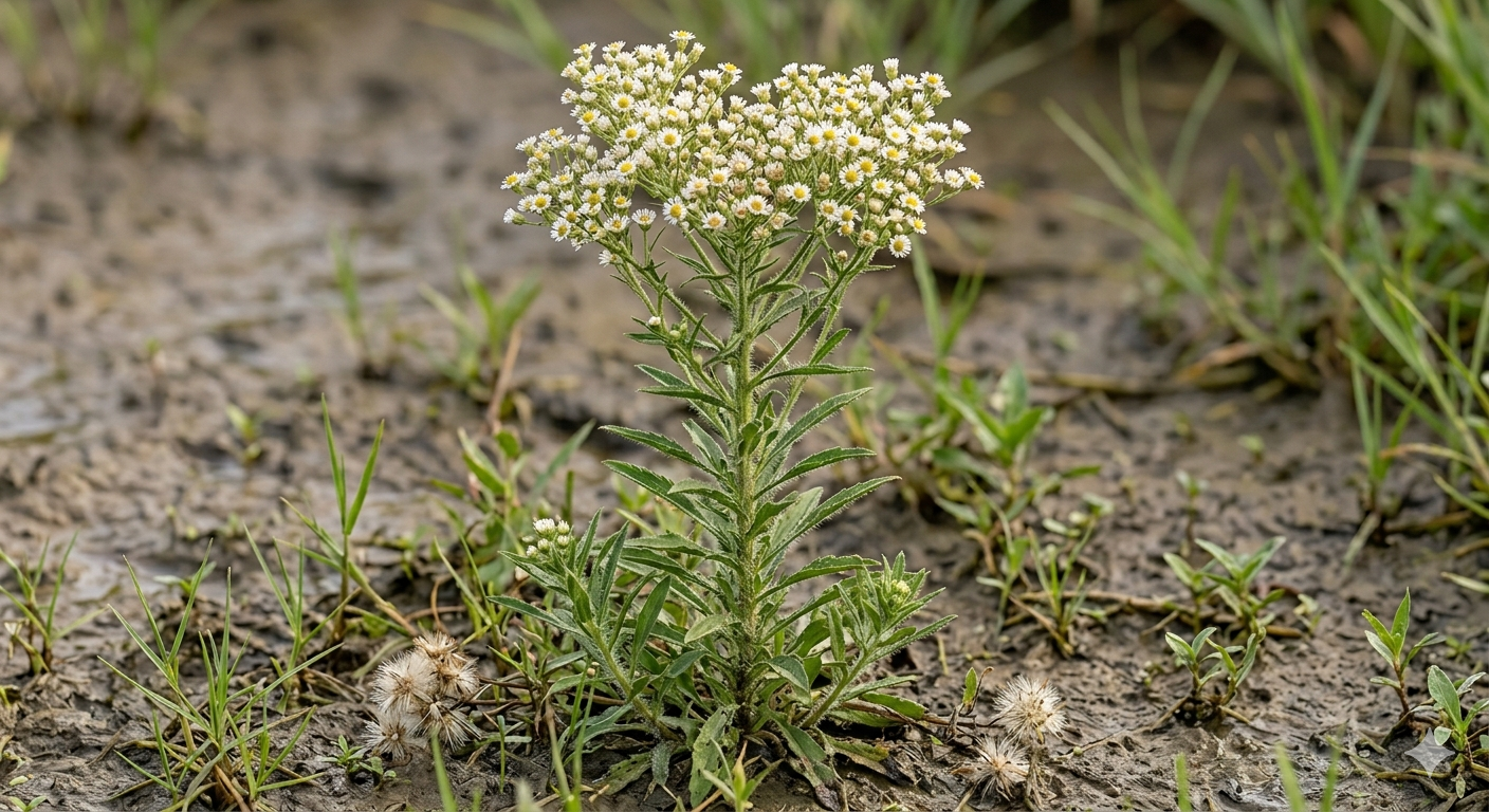 Horseweed (Erigeron canadensis) flowering at Lake David, Kangaroo Valley NSW — Trolley'd botanical
