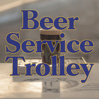 Beer Service Trolley by Trolley’d featuring a glass of craft beer on an aviation-themed mobile bar.