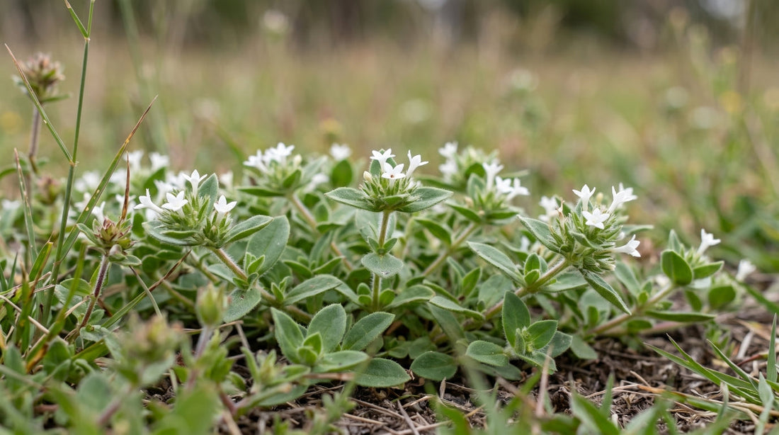 Mexican Clover (Richardia humistrata) white star flowers at Lake David Southern Highlands NSW — Trolley'd botanical