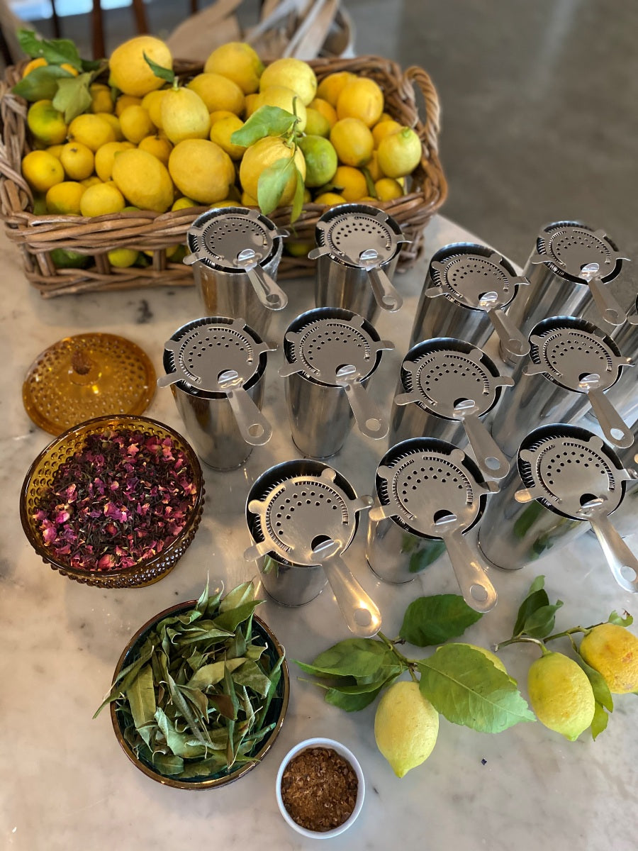 Lemon myrtle and botanical ingredients in Trolley’d cocktail preparation