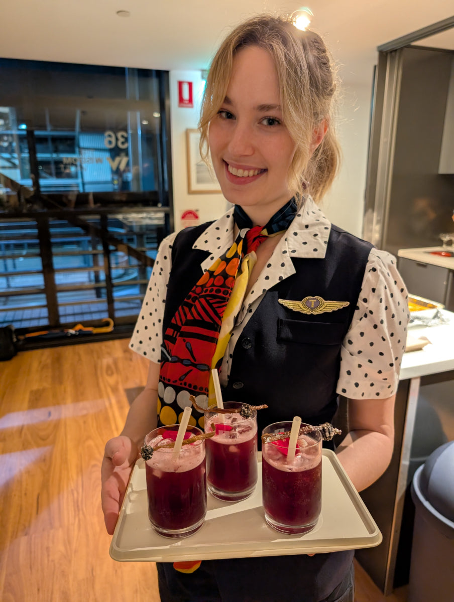 Trolley’d crew presenting botanical spritzes at The Wisdom Vault corporate gathering in Pyrmont